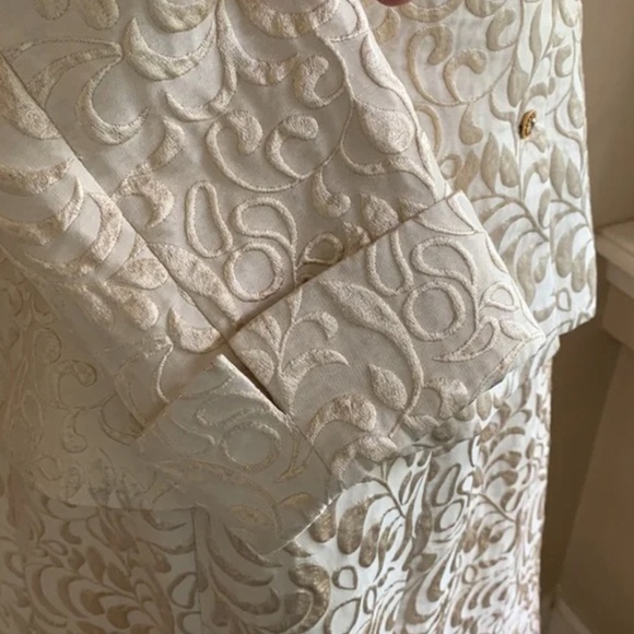 JONES NEW YORK CREAM SILK SKIRT SUIT 16 WEDDING MOTHER OF BRIDE - Picture 9 of 12